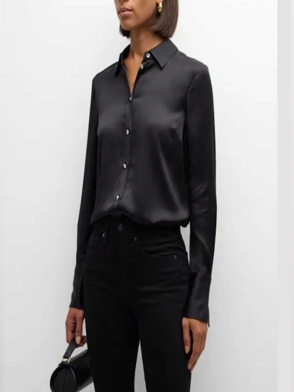 Veronica Beard Monique Black Silk Button Down Shirt blouse NWT